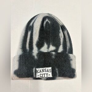 Carly Rae Studio KC Watercolor Tie Dye Beanie, black & white, Kansas City patch